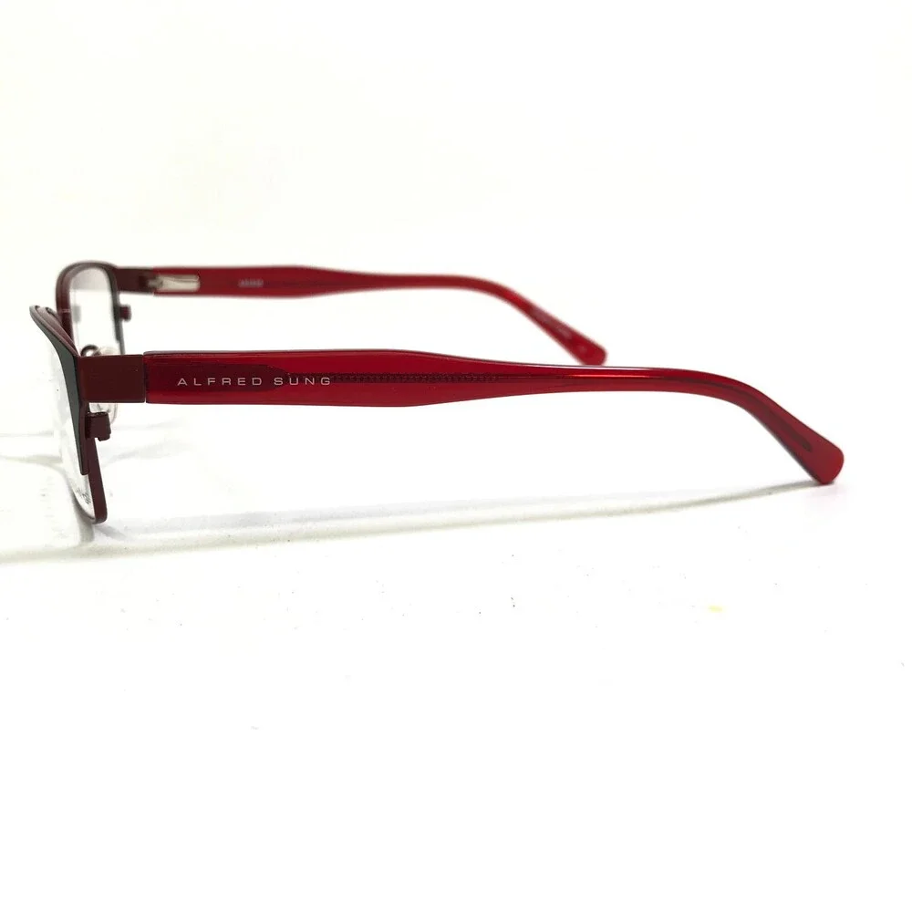 Alfred Sung Eyeglasses Frames AS4938 BLK Black Red Rectangular 53-17-130